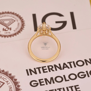 Anillos de Compromiso y Boda Modernos, Chapados en Oro de 18K y Rodio, Diseño de Marquesa Holandesa, con Diamantes Cultivados en Laboratorio, Certificados por IGI, Diseño de Punta en V, Únicos y Personalizados - Product Image 4