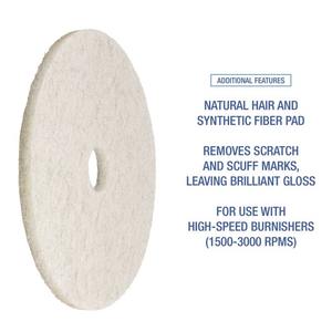 Boardwalk 27-Inch Natural Burnishing Floor Pads White 5/Carton-<b>Commercial</b> <b>Cleaners</b> - Product Image 6