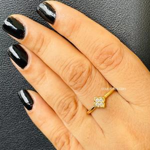 14K แหวนเพชรธรรมชาติโคลเวอร์ทองคำแท้แหวนเพชรธรรมชาติ - Product Image 2