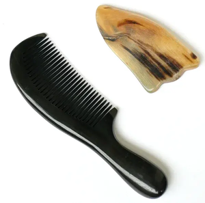 Water buffalo horn <b>hair</b> comb to gift your loved ones hand carved horn comb designer design for selling - Product Image 5