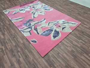 Alfombra de área contemporánea oriental copetuda a mano de lana de 8x10 pies personalizable, nuevas opciones de tamaño disponibles, Alfombra de diseño circular abstracto - Product Image 2