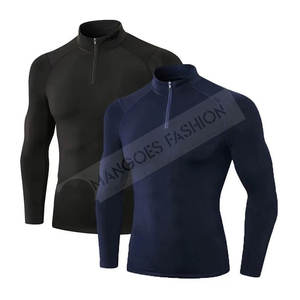 Camiseta de compresión transpirable para hombre, Camiseta deportiva ligera de secado rápido, Camiseta deportiva de verano para correr, trotar, gimnasio al aire libre, protectores contra sarpullidos con cremallera - Product Image 1