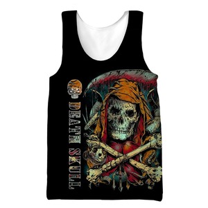 Moto Biker moda personalizada calavera impresa 3D chaleco Unisex verano Casual Tank Tops Halloween Horror Harajuku Streetwear camiseta interior - Product Image 3