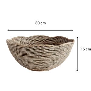 Wholesale Burma <b>Grey</b> Rattan Scalloped Bowl by TienPhong | Handwoven Decorative Serving & Fruit Bowl <b>for</b> Boho & Rustic Decor - Product Image 6