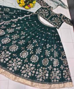 Venta al por mayor a precio de moda Georgette hilo secuencia trabajo Lehenga Choli Dupatta estilo indio pakistaní XL tamaño desgaste de fiesta - Product Image 3