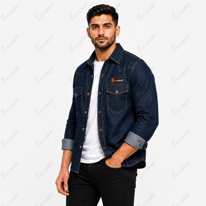 Camisas de mezclilla personalizadas para hombre al por mayor, camisas de jean premium de manga larga, ajuste slim, informales, de algodón, para trabajo, moda, marca privada - Product Image 3