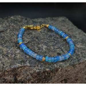 Lavender Ethiopian Opal Beaded <b>Bracelet</b> 18K Gold Filled Fire Opal <b>Gemstone</b> Charm for Gift Elegant Pearl Bangles - Product Image 1