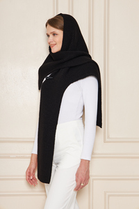 Poncho-châle chic pour femme à capuche en tricot, élégant, chaud, doux au toucher, respirant, écharpe d'hiver à capuche, tricot multifonctionnel - Product Image 3