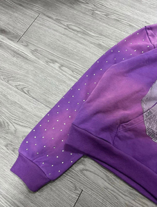 2025 nueva llegada personalizada Rhinestone Sun Faded DTG estampado cremallera Unisex Sudadera con capucha de gran tamaño - Product Image 3