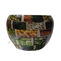Pot de pommes en métal de qualité supérieure avec autocollant en émail imprimé à motif sans couture multicolore pour fleurs artificielles