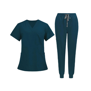 2025 personnalisé vente chaude femmes gommage médical uniforme respirant col en v à manches courtes infirmière hôpital vêtements lavable été - Product Image 1