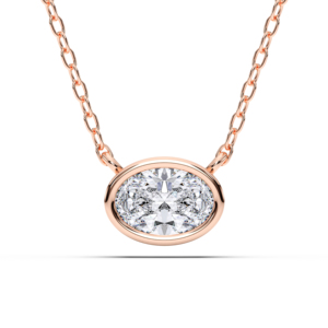 Pendentif solitaire en or massif 10K, 14K, 18K pour elle, Moissanite ovale de taille de diamant de 2.50 carats, E-F/VVS-VS, moderne et minimaliste - Product Image 3