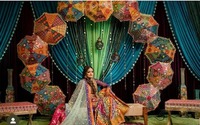 Lot mixte de parapluies indiens Bandhni en coton et dentelle pour mariage, décoration de fête de mariage, décoration pour cérémonie Haldi/Mehndi