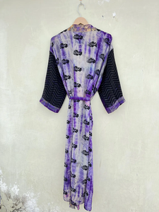Robe Kimono Tie Dye recyclée Robe Tie Dye en soie pour femmes vêtements d'été Kimono - Product Image 4