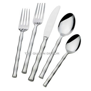 Cubiertos pulidos brillantes de forma única de Metal de acero inoxidable más vendidos, artículos de cena de lujo de acero con espejo, acento de cocina - Product Image 6