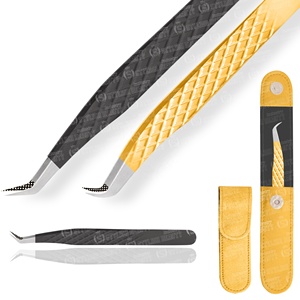Pinces à extensions de cils en acier inoxydable de haute précision, couleur rouge et noir, toutes les couleurs disponibles, légères - Product Image 2