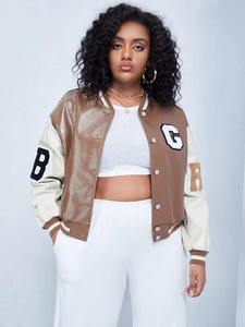 Blouson universitaire décontracté personnalisé pour femme 2026 avec poches, en cuir premium, style baseball, vente en gros - Product Image 5