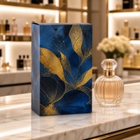 Boîte à parfum personnalisée imprimée, emballage pliable écologique, carton bleu or floral, boîte cadeau