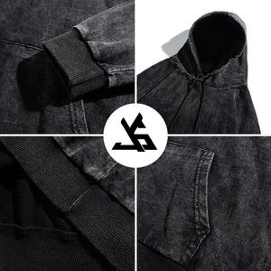 เสื้อฮู้ดดี้ทรงครอป สไตล์วินเทจ ผ้าหนา ฟอกสีแบบแอซิดวอช ผ้าคอตตอนผสม พิมพ์ลายโลโก้ด้วยคริสตัลเต็มตัว ผลิตโดยผู้ผลิต - Product Image 5