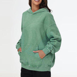 Séchage rapide manches longues femmes sweats à capuche haute qualité goutte épaule sweats à capuche lavage à l'acide femmes sweats à capuche - Product Image 3
