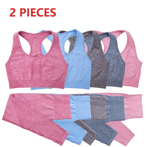 Conjunto de 2 Piezas de Leggings Deportivos Sin Costuras para Yoga, Cintura Elástica, Absorben la Humedad, Transpirables, Efecto Push-Up, para Gimnasio, Entrenamiento, Fitness, Tallas Grandes - Product Image 5