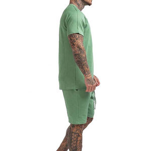 Top Quality Custom Made men <b>T</b> Shirt and Short Set Summer Wear Customized Color Round Neck Cotton Material Man Two Piece Twin Set - Product Image 5