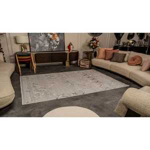 Alfombra Moderna de Poliéster Acrílico Netline ZN006, 80x150cm, Color Gris Depósito, Antideslizante, Fácil de Limpiar, Duradera, para Dormitorio - Product Image 1