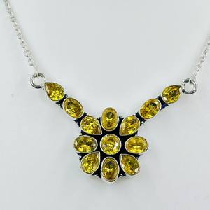 Rose Cut <b>Citrine</b> Sterling Silver Necklace Handmade Gemstone Jewelry For Women Statement Necklace Wholesale Supplier - Product Image 1