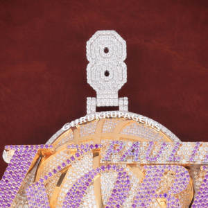 Pendentif personnalisé de forme ronde en forme de diamant cultivé en laboratoire Style Hip Hop 925 argent Logo nom pendentif à breloque bijoux - Product Image 2