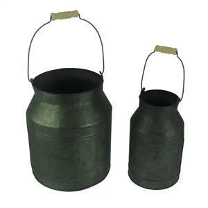 Ensemble de 3 boîtes à lait en fer galvanisé avec poignée, jardinière de fleurs élégante faite à la main pour décoration intérieure et extérieure - Product Image 6