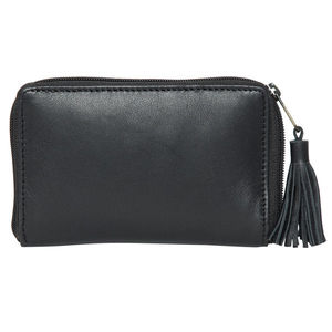 Pochette élégante vintage pour femme, en cuir jaune, motif animal, faite à la main, avec blocage RFID et fermeture à pression - Product Image 2