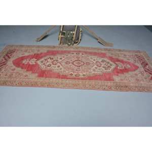 Alfombra clásica de lana roja y Beige de 4,3x10,3 pies, diseño de retales turcos Vintage de látex para decoración para sala de estar, alfombra para sala de estar de 9x12 - Product Image 3