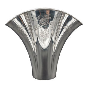 Handmade Fan Shape Metal Vase Modern Design Wedding Floral Engraved <b>Mirror</b> Silver Nickel Finish Eco-Friendly Decorative - Product Image 1