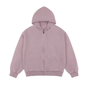 Novedad 2026: Sudadera con capucha gris oscuro teñida en prenda, 500 g/m², con estampado 3D en relieve, corte holgado, cremallera completa, estilo cropped. - Product Image 2