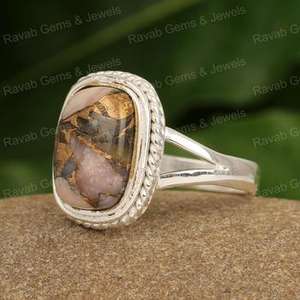 Meilleure vente 10x14mm bague pour femme en argent sterling 925 massif faite à la main Unique Designer opale Octa forme de coussin naturel rose lisse - Product Image 3