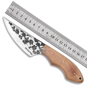 มีดล่าสัตว์ทำจากเหล็ก D2สั่งทำได้ปลอกหนังนูนทำด้วยมือ DD-D2-F932ไม้มะกอกสเตนเลสฮอร์น - Product Image 3