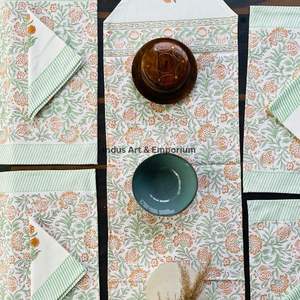 Hand Block Printed Placemat & Napkin - Buy Custom Printed Placemats,Hand Painted Table Cloth,Stock Hand Block <b>Place</b> <b>Mat</b> Napkin - Product Image 3