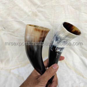 100% Top indien qualité élégant 4 pièces Viking cornes à boire ensemble support coquille animaux décorations brut boeuf/buffle cornes M R S - Product Image 3