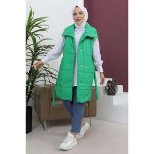 Gilet à col rond élégant style trench, vêtement d'extérieur à manches longues, longueur normale, décontracté - Product Image 1