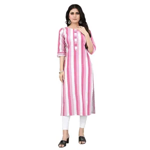 Wholesale casual wear cotton designer kurtis Latest Fashionable Designer Office Casual Wear Fancy Long Kurtis For Women
