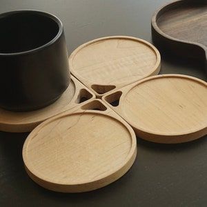 Ensemble de dessous-de-verre en noyer massif, style moderne minimaliste, accessoire de table en bois pour la maison et le bureau - Product Image 5