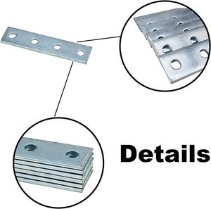 Conector de Placa Plana Rectangular de 4 Orificios MISA para Perfil de Canal, Compatible con Perno de 1/2 Pulgada, Soporte de Acero Reforzado para Estructuras - Product Image 4