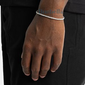 Wholesale Men's Tennis <b>Bracelet</b> 925 Sterling Silver 3mm Chain with 14k White Gold Plating Luxury Moissanite Jewelry Gift for Him - Product Image 2