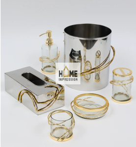 Plateaux de luxe en métal et en marbre, bords dorés, nouvelle collection, vente en gros - Product Image 6