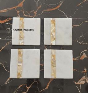 Sous-verre de thé en bois et résine de vadrouille de luxe Design classique bureau tapis décoratif utilisation de Table sous-verre de nacre fait à la main de luxe - Product Image 5