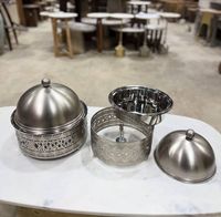 Chauffe-plat rond de luxe en argent Design moderne chauffe-plat marmite Sakhan fabriqué en acier inoxydable métal pour buffet
