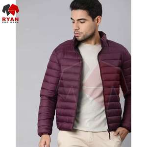 Doudoune d'hiver décontractée pour hommes avec fermeture à glissière à col montant Option logo personnalisé couleur unie - Product Image 2