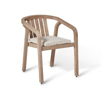 Table de salle à manger extérieure ronde contemporaine confortable en bois d'acacia pour 6 personnes avec 6 chaises