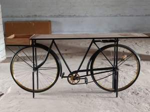 Vintage bicicleta vino bar aparador consola mesa con almacenamiento por CTW Jodhpur Industrial Cycle Table - Product Image 2