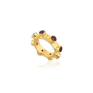 Anillo de Eternidad de Plata 925, Chapado en Oro, con Granate Natural de Mozambique, Engaste de Bisel de 4 mm, Anillo de Piedra Natal, Anillo de Bodas al por Mayor - Product Image 1